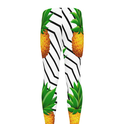 Black Geometric Pineapple Pattern Print Men's leggings