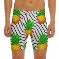 Black Geometric Pineapple Pattern Print Men's Long Boxer Briefs