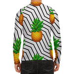 Black Geometric Pineapple Pattern Print Men's Long Sleeve Rash Guard