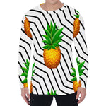 Black Geometric Pineapple Pattern Print Men's Long Sleeve T-Shirt