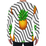 Black Geometric Pineapple Pattern Print Men's Long Sleeve T-Shirt