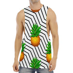 Black Geometric Pineapple Pattern Print Men's Muscle Tank Top