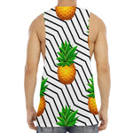 Black Geometric Pineapple Pattern Print Men's Muscle Tank Top