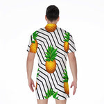 Black Geometric Pineapple Pattern Print Men's Rompers