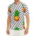 Black Geometric Pineapple Pattern Print Men's Short Sleeve Rash Guard