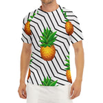 Black Geometric Pineapple Pattern Print Men's Short Sleeve Rash Guard