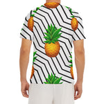 Black Geometric Pineapple Pattern Print Men's Short Sleeve Rash Guard