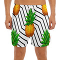 Black Geometric Pineapple Pattern Print Men's Split Running Shorts