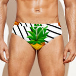 Black Geometric Pineapple Pattern Print Men's Swim Briefs