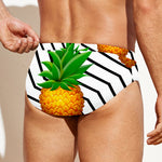 Black Geometric Pineapple Pattern Print Men's Swim Briefs