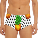 Black Geometric Pineapple Pattern Print Men's Triangle Swim Briefs