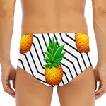 Black Geometric Pineapple Pattern Print Men's Triangle Swim Briefs