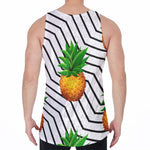 Black Geometric Pineapple Pattern Print Men's Velvet Tank Top