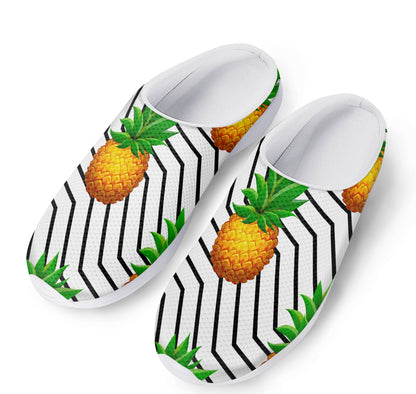 Black Geometric Pineapple Pattern Print Mesh Casual Shoes