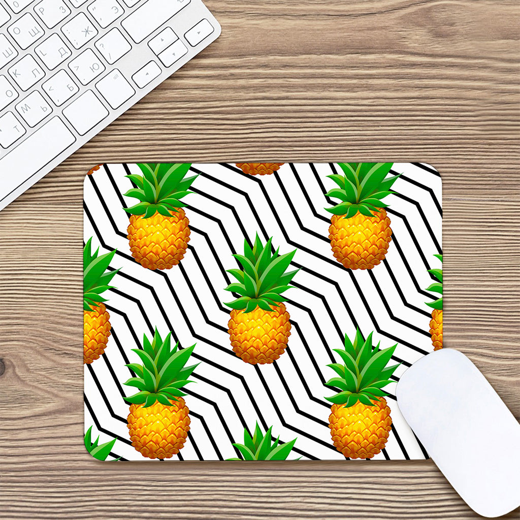 Black Geometric Pineapple Pattern Print Mouse Pad