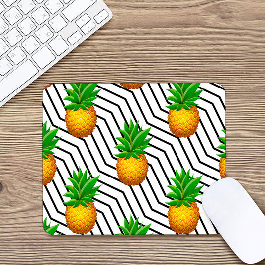 Black Geometric Pineapple Pattern Print Mouse Pad