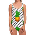 Black Geometric Pineapple Pattern Print One Piece Swimsuit