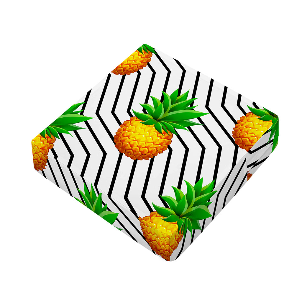 Black Geometric Pineapple Pattern Print Outdoor Seat Cushion Cover