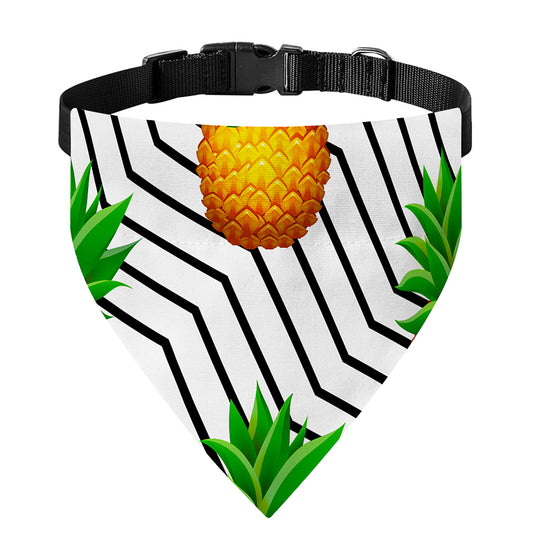 Black Geometric Pineapple Pattern Print Over The Collar Dog Bandana