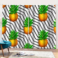 Black Geometric Pineapple Pattern Print Pencil Pleat Curtains