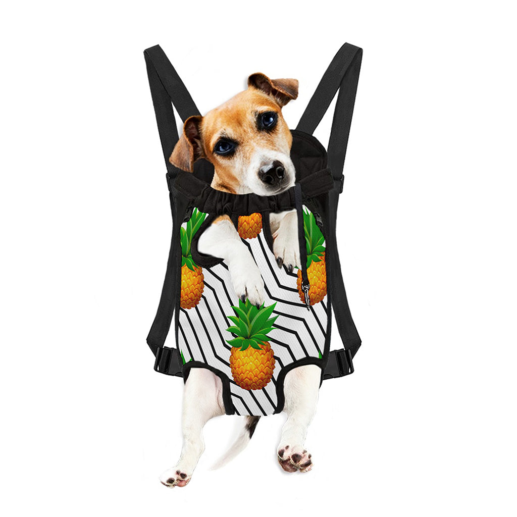 Black Geometric Pineapple Pattern Print Pet Carrier Backpack