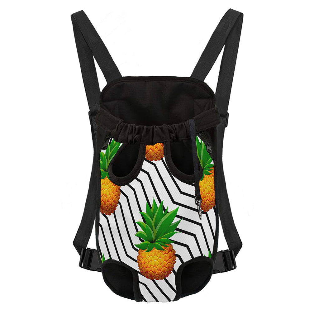 Black Geometric Pineapple Pattern Print Pet Carrier Backpack