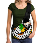 Black Geometric Pineapple Pattern Print Pet Sling Carrier