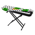Black Geometric Pineapple Pattern Print Piano Keyboard Cover