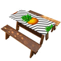 Black Geometric Pineapple Pattern Print Picnic Table Cover