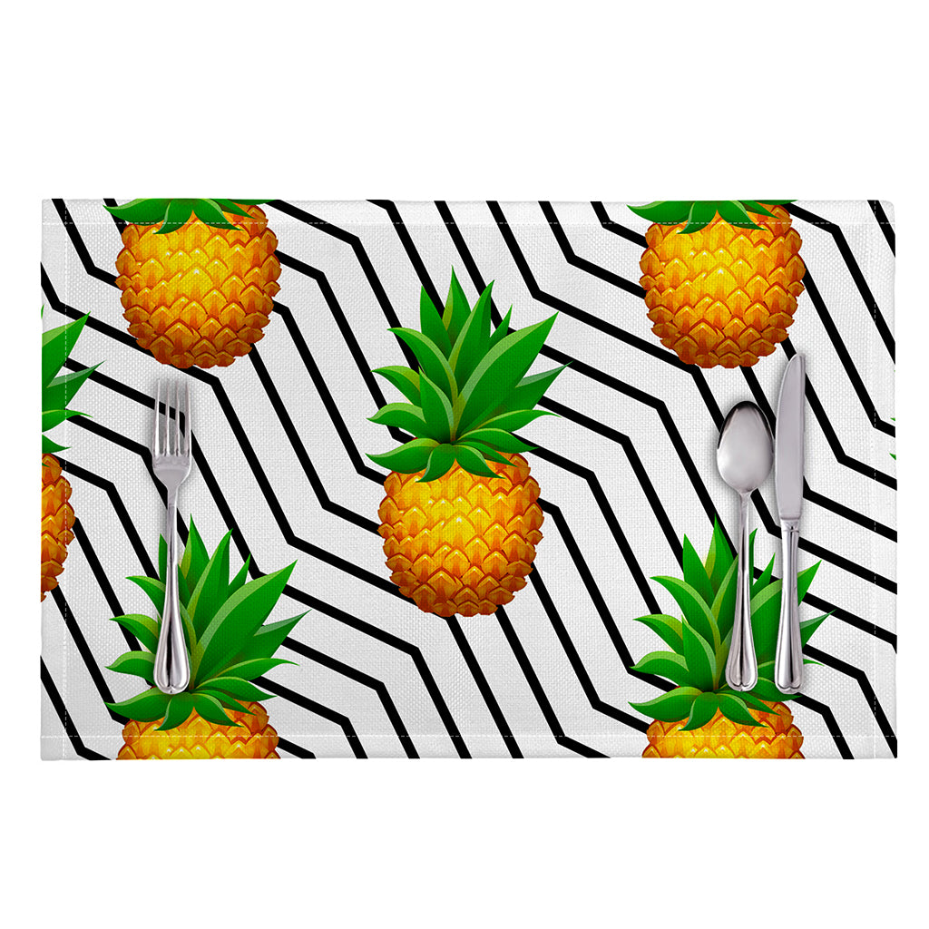 Black Geometric Pineapple Pattern Print Placemat