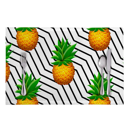 Black Geometric Pineapple Pattern Print Placemat