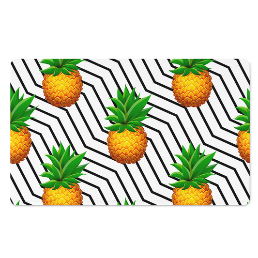 Black Geometric Pineapple Pattern Print Polyester Doormat
