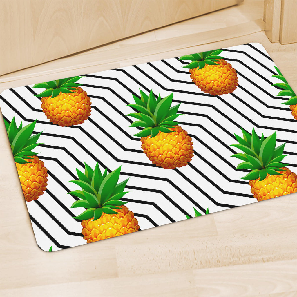 Black Geometric Pineapple Pattern Print Polyester Doormat