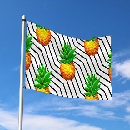 Black Geometric Pineapple Pattern Print Polyester Flag