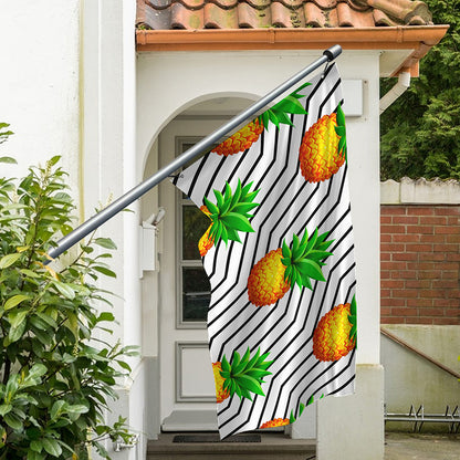 Black Geometric Pineapple Pattern Print Polyester Flag