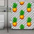Black Geometric Pineapple Pattern Print Polyester Shower Curtain
