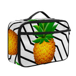 Black Geometric Pineapple Pattern Print Portable Lunch Bag