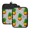 Black Geometric Pineapple Pattern Print Pot Holders With Pocket