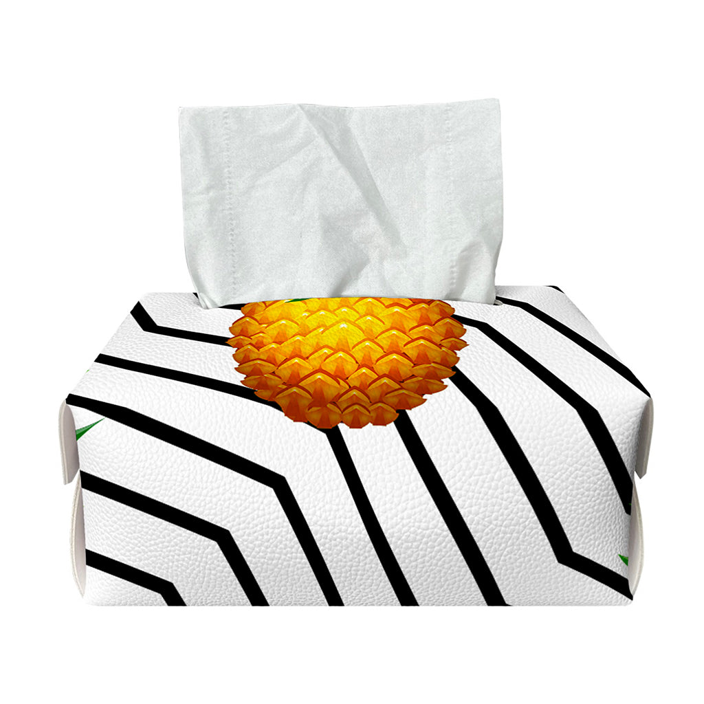 Black Geometric Pineapple Pattern Print Rectangle Tissue Box Cover