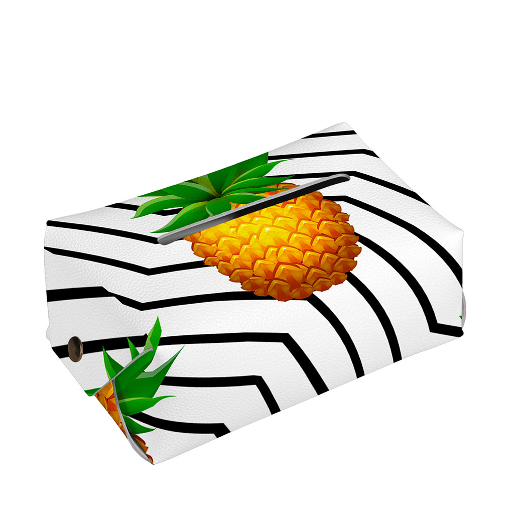 Black Geometric Pineapple Pattern Print Rectangle Tissue Box Cover