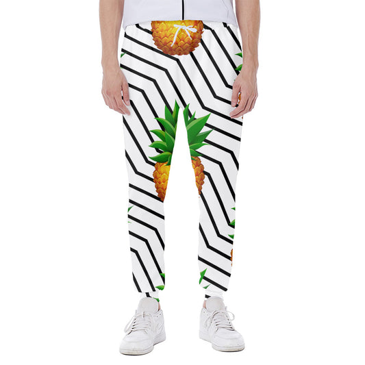 Black Geometric Pineapple Pattern Print Scuba Joggers