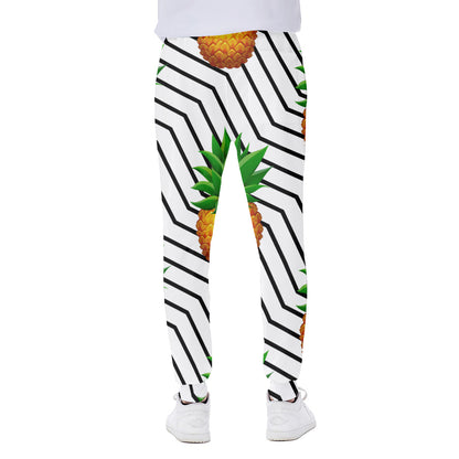 Black Geometric Pineapple Pattern Print Scuba Joggers
