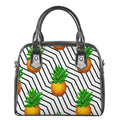 Black Geometric Pineapple Pattern Print Shoulder Handbag