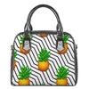 Black Geometric Pineapple Pattern Print Shoulder Handbag