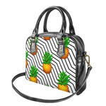 Black Geometric Pineapple Pattern Print Shoulder Handbag