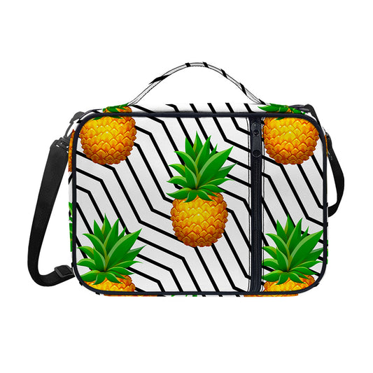 Black Geometric Pineapple Pattern Print Shoulder Strap Bible Bag