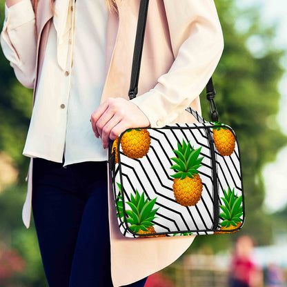 Black Geometric Pineapple Pattern Print Shoulder Strap Bible Bag