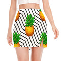 Black Geometric Pineapple Pattern Print Side Slit Mini Skirt