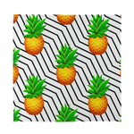Black Geometric Pineapple Pattern Print Silk Bandana