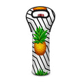 Black Geometric Pineapple Pattern Print Single Neoprene Wine Tote
